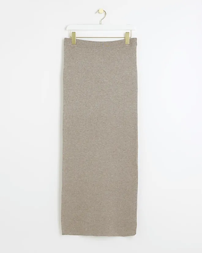 River Island knit maxi skirt Brown Sale