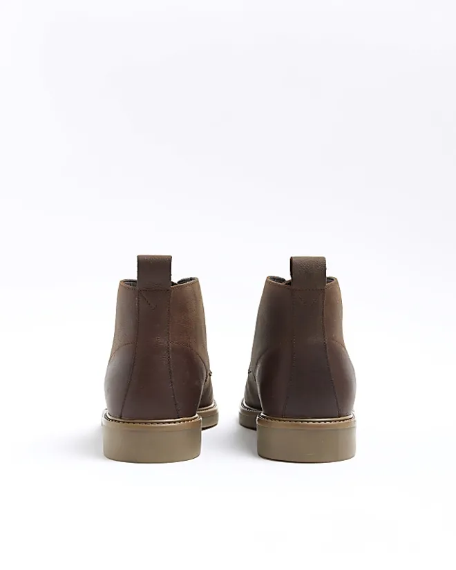 River Island lace up chukka boots Brown Discount