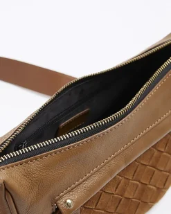 River Island leather weave cross body bag Brown Sale