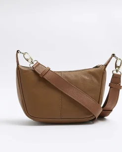 River Island leather weave cross body bag Brown Sale