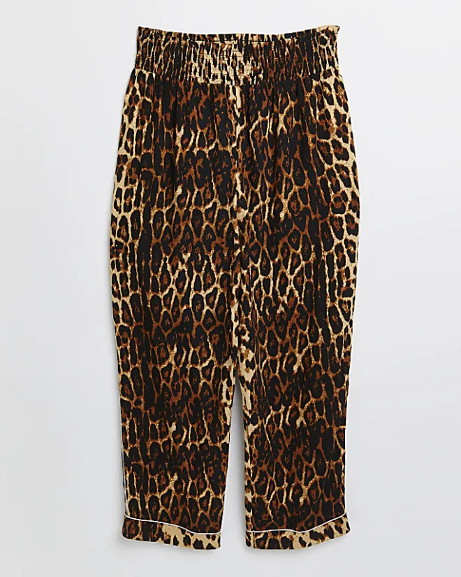 River Island leopard print maternity pyjama trousers Brown Clearance
