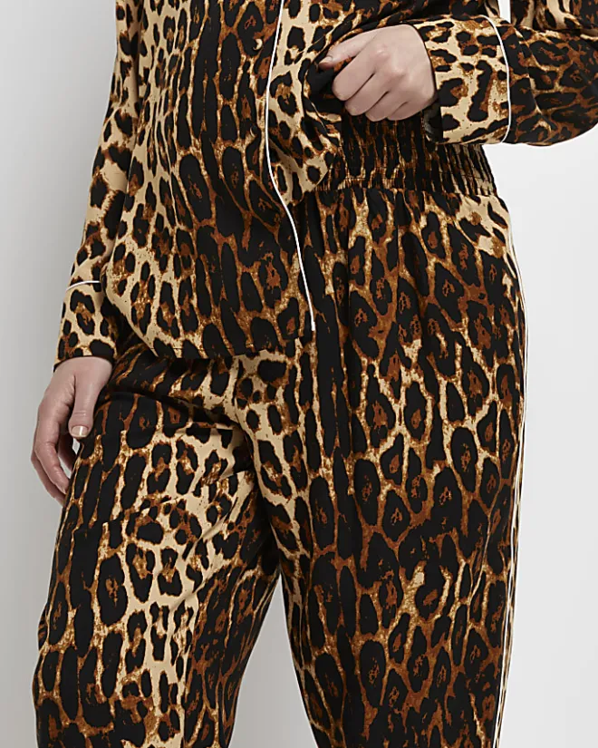 River Island leopard print maternity pyjama trousers Brown Clearance