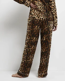 River Island leopard print maternity pyjama trousers Brown Clearance