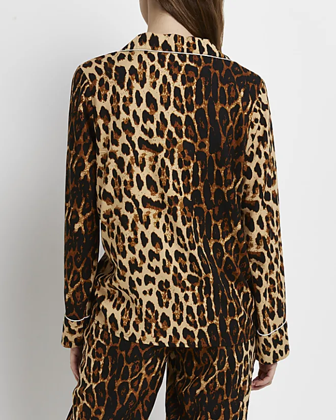 River Island leopard print maternity pyjama shirt Brown Fashion