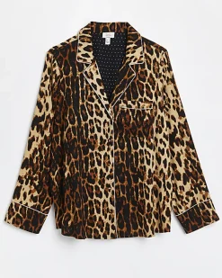 River Island leopard print maternity pyjama shirt Brown Fashion