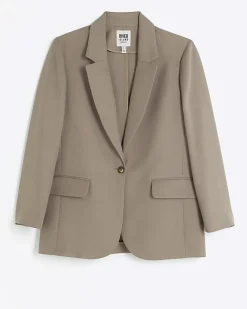 River Island light relaxed blazer Brown Fashion