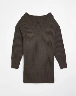 River Island long sleeve jumper mini dress Brown Sale