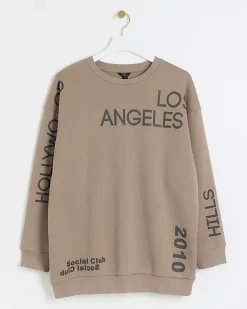 River Island Los Angeles graphic sweatshirt Brown New
