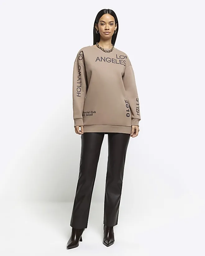 River Island Los Angeles graphic sweatshirt Brown New