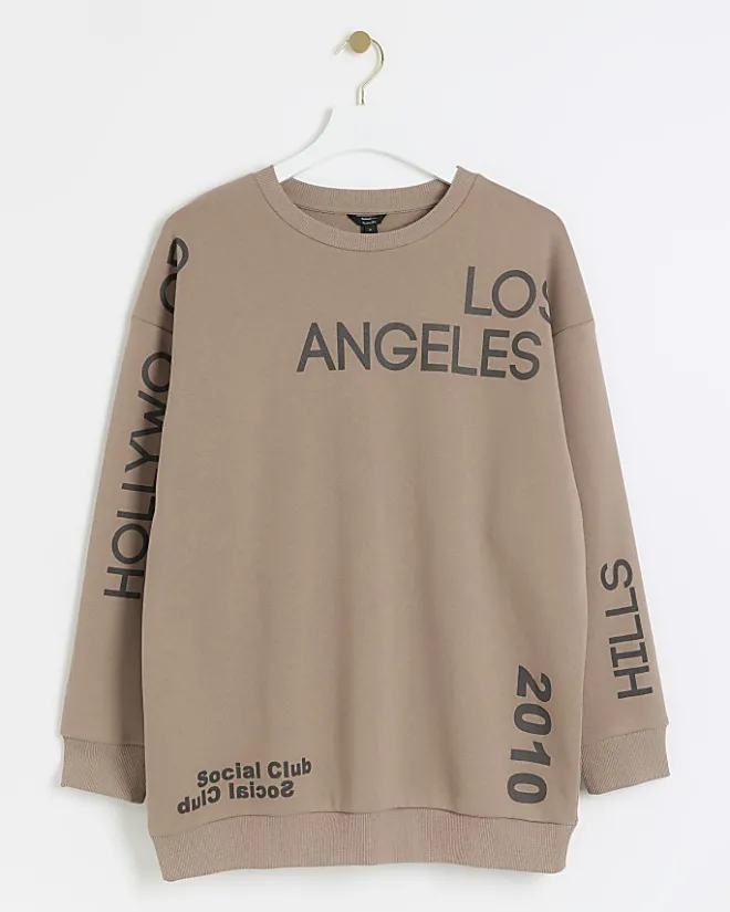 River Island Los Angeles graphic sweatshirt Brown New