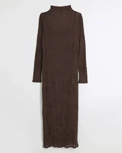 River Island mesh bodycon maxi dress Brown Sale