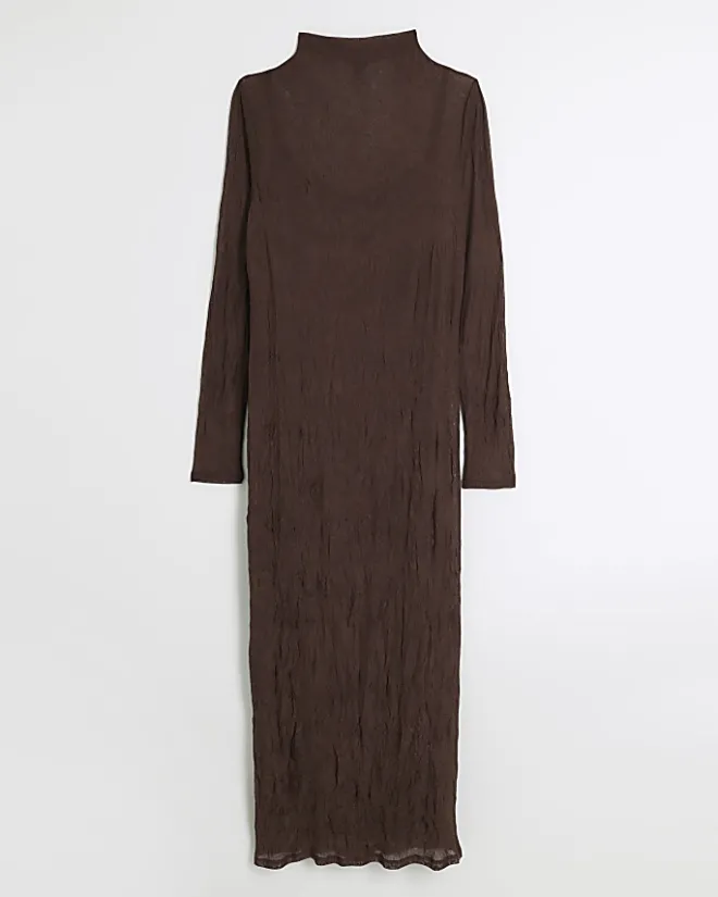 River Island mesh bodycon maxi dress Brown Sale