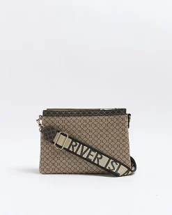 River Island monogram crossbody bag Brown Online