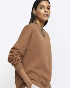 River Island oversized sweatshirt Brown Outlet