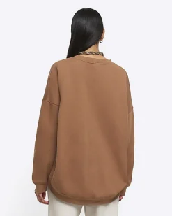 River Island oversized sweatshirt Brown Outlet