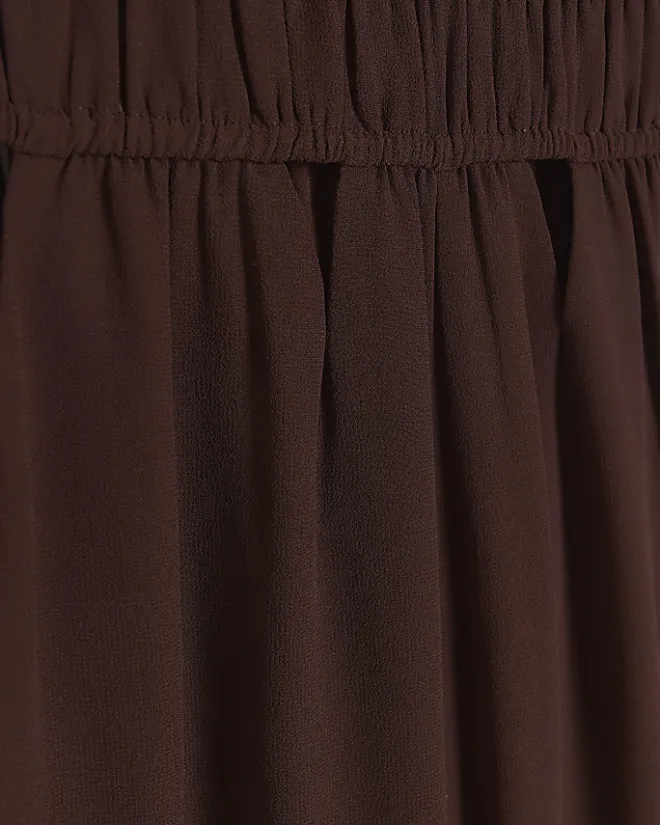 River Island Plunge Cut Out Jumpsuit Brown New