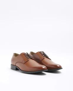 River Island pointed formal derby shoes Brown Fashion