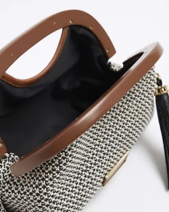 River Island raffia clutch bag Brown Online