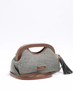 River Island raffia clutch bag Brown Online