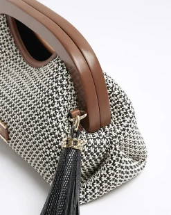 River Island raffia clutch bag Brown Online