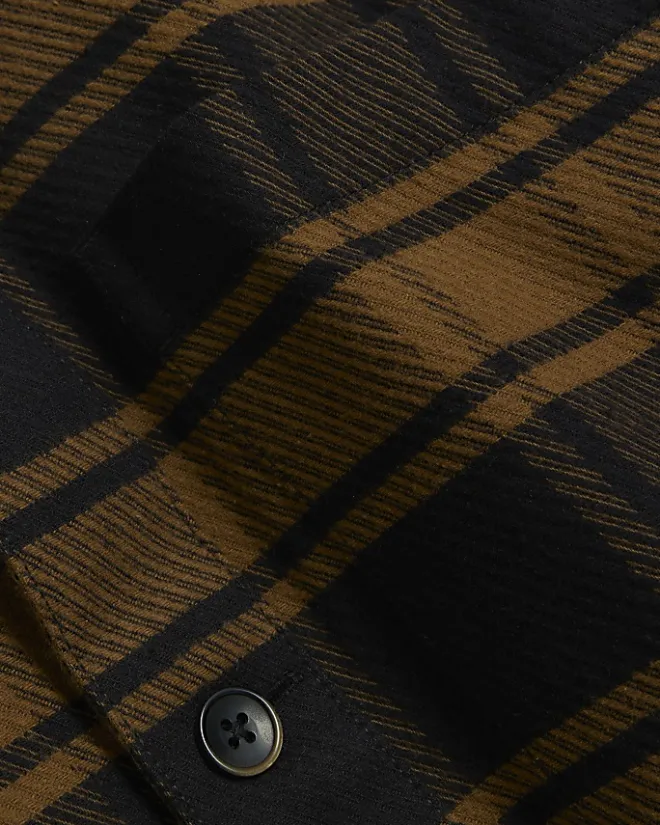 River Island regular fit check long sleeve shirt Brown Outlet