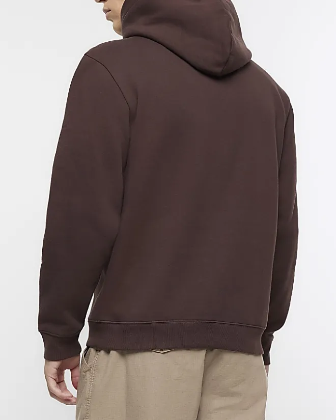 River Island regular fit hoodie Brown Discount