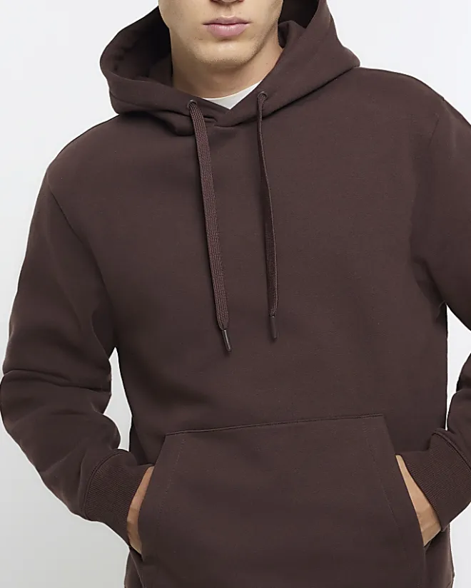 River Island regular fit hoodie Brown Discount