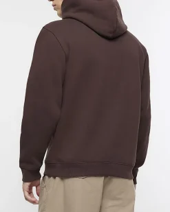 River Island regular fit hoodie Brown Discount