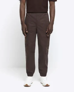 River Island regular fit seam cargo trousers Brown Online