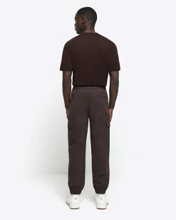 River Island regular fit seam cargo trousers Brown Online