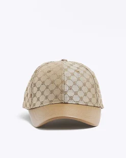 River Island RI monogram cap Brown Online