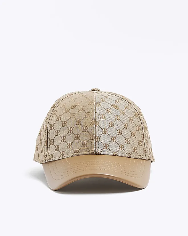 River Island RI monogram cap Brown Online