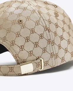 River Island RI monogram cap Brown Online