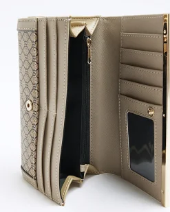 River Island RI monogram clip top purse Brown Discount