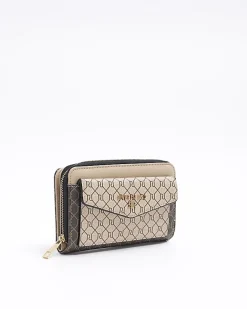 River Island RI monogram envelope purse Brown Hot