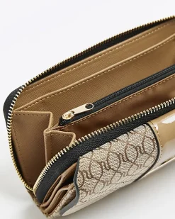 River Island RI monogram fold out purse Brown New