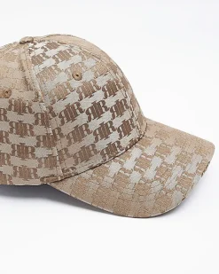 River Island RI monogram jacquard cap Brown Online