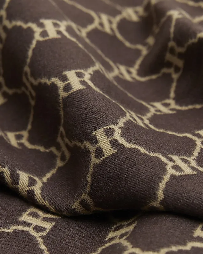 River Island RI monogram scarf Brown Online