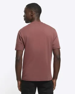 River Island RI studio slim fit t-shirt Brown Discount