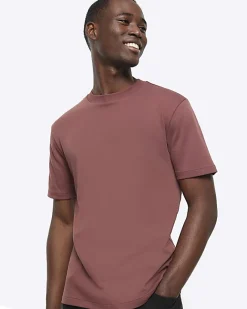 River Island RI studio slim fit t-shirt Brown Discount