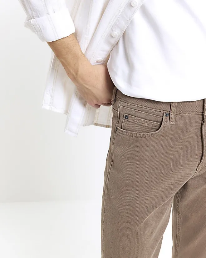 River Island slim fit jeans Brown Outlet