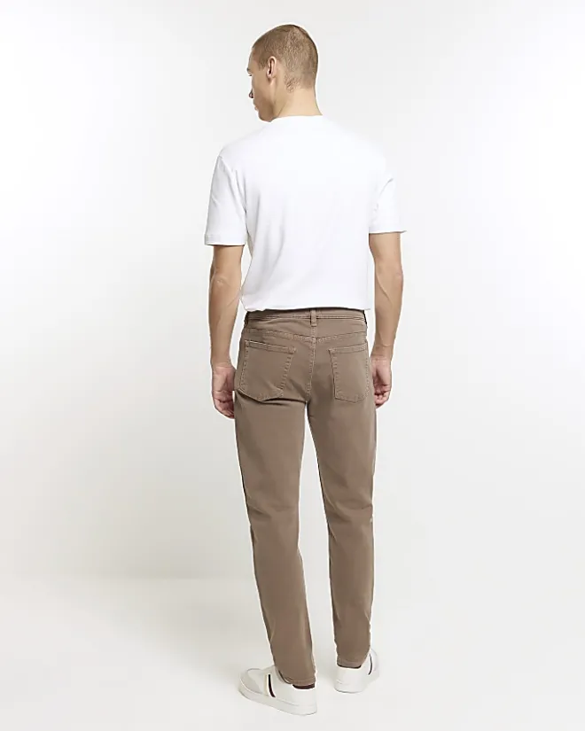 River Island slim fit jeans Brown Outlet