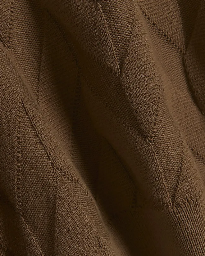 River Island slim fit textured knit long sleeve polo Brown Clearance