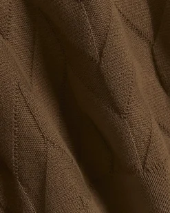 River Island slim fit textured knit long sleeve polo Brown Clearance