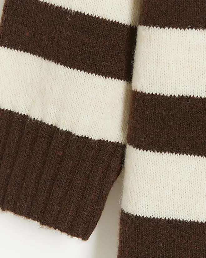River Island stripe jumper midi dress Brown New
