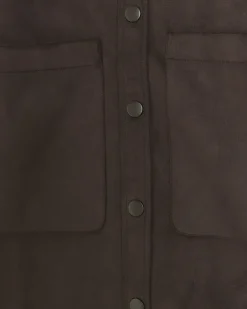 River Island suedette long sleeve shirt Brown Best