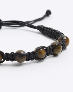River Island tigers eye bracelet Brown Clearance