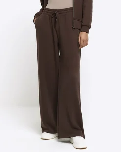 River Island wide leg joggers Brown Outlet