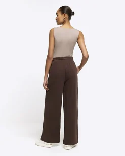 River Island wide leg joggers Brown Outlet