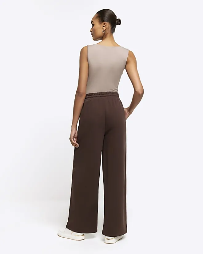 River Island wide leg joggers Brown Outlet